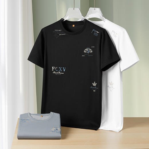 【棉质】【DWP】大依优型大码短袖T恤圆领体恤加肥加大男士大号透气舒适夏季半袖 商品图0