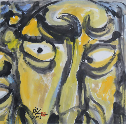 许固令《脸谱之二十四》国画原作53CM*53CM 手绘宣纸脸谱系列斗方作品【GH0503】 商品图1