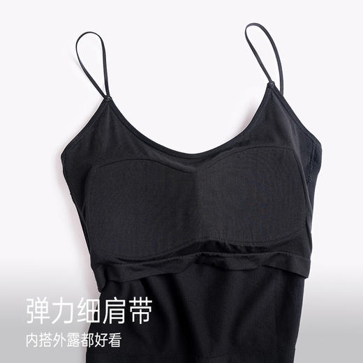 靴下物黑色细肩带美背吊带文胸一体带胸垫女夏季薄款内搭打底背心 商品图3