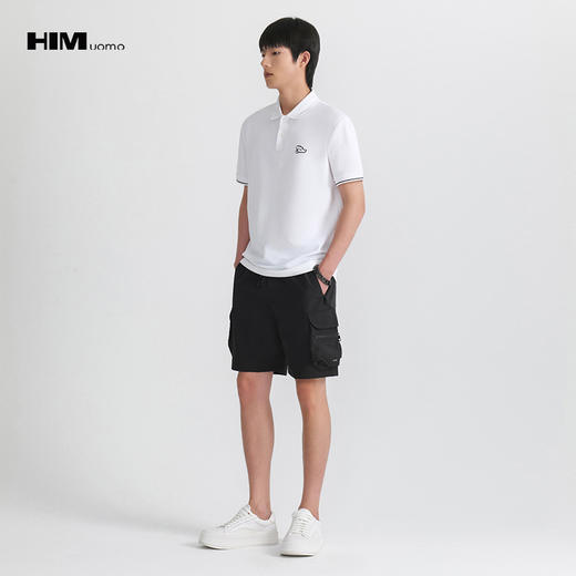 HIM漢崇 珠地棉Polo衫滴胶章图案舒适透气短袖反领T恤男 2026夏季 商品图1