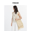 VIMAGE纬漫纪国风线条花卉斜领抽褶时尚温柔背心上衣2025夏季新款V2313930 商品缩略图1