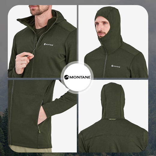 MONTANE 盟泰恩PROTIUM连帽抓绒衣男保暖透气高弹力户外运动夹克外套 商品图2