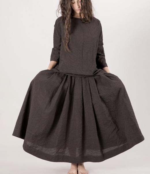 ALBUM DI FAMIGLIA 炭黑色褶皱半身长裙 商品图3