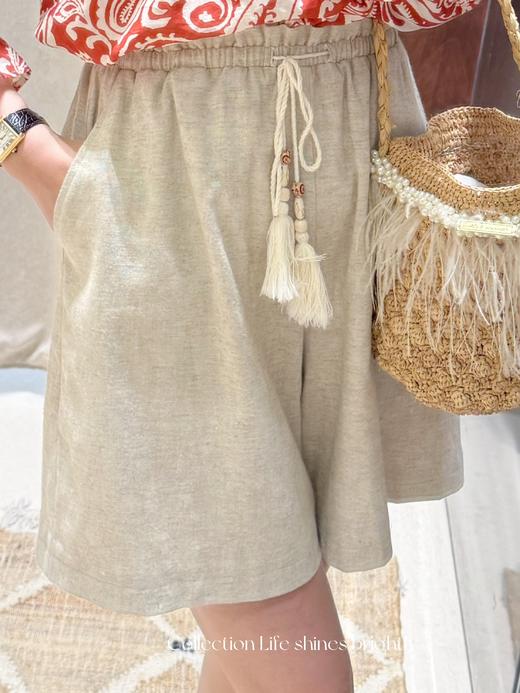 生活闪闪发光 | 夏日首选短裤 天然棉麻交织舒适面料 亚麻色 商品图0