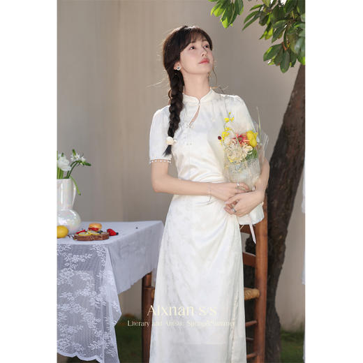 鹿向南「山月浪漫」新中式连衣裙2025新款女夏季国风旗袍短袖裙子 商品图3