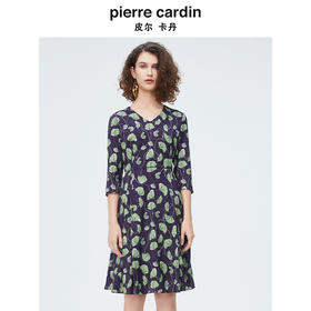 皮尔卡丹女装新款清新淡雅印花修身连衣裙P4125E4030G3