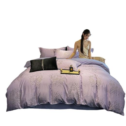 出口意大利「金枝玉叶」天丝四件套 亲肤舒适 柔韧亮泽 双层配色+色织提花工艺 精美礼盒装 商品图4