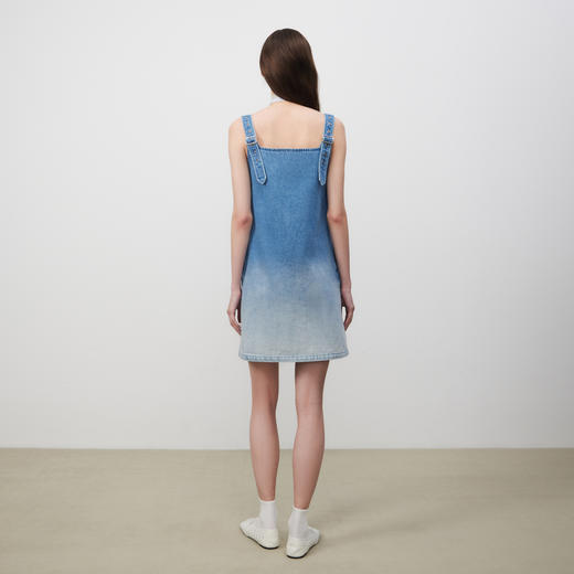 lost in echo2025春夏新款镂空吊带渐变牛仔中长款连衣裙A字裙女 商品图4