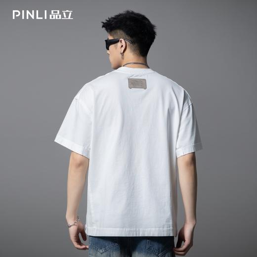 PINLI品立2025夏季新款纯色简约百搭短袖T恤男士潮牌宽松休闲上衣GD252111333 商品图3