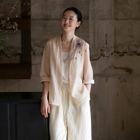 牧衣游原创 丝棉手工刺绣炒色短外套复古文艺百搭防晒小开衫 燕雀