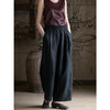 牧衣游原创龟裂纹香云纱阔腿裤轻薄显瘦黑色宽松百搭长裤 浮云卷 商品缩略图3