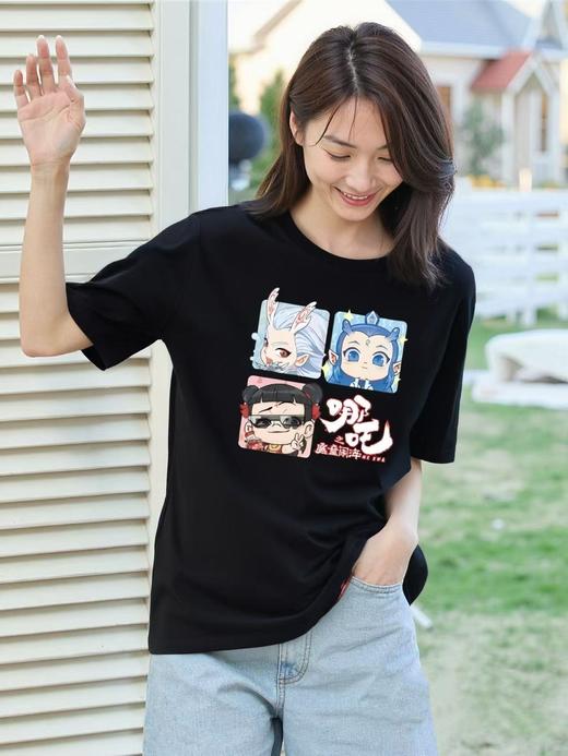 工厂直促价【100%棉】情侣（四宫格哪吒敖丙-大图）柯式印花短袖T恤-喜出 商品图2