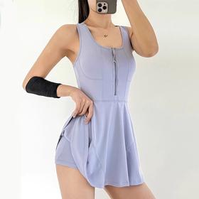跃牌【瑜堂系列】拉链连体运动裙防走光打底户外跑步健身运动连衣裙JYMQ041