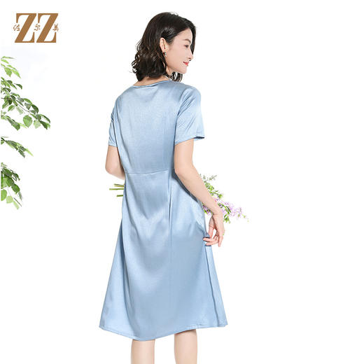 佐尔美夏季新款新中式时尚气质桑蚕丝短袖连衣裙女M42LS40 商品图3