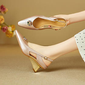 【预售5天】简约优雅春夏季新款小方头浅口坡跟凉鞋单鞋MBJR&6877