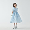 棵初2025夏季新款亲子中大女童泡泡袖花型连衣裙蓝色碎花裙 商品缩略图4