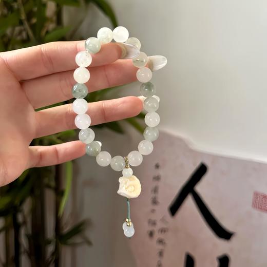 【敦煌天山翠醒狮手串】温润新疆天山翠圆珠手链 玉石珠子象牙果醒狮手串 商品图1