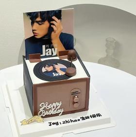 【臻品系列】---方形蛋糕【周杰伦Jay】周杰伦唱片、送歌迷、男士生日蛋糕