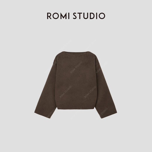 ROMI STUDIO“法式慵懒”驼绒羊毛混纺一字领双面呢卫衣23AWT1208 商品图0