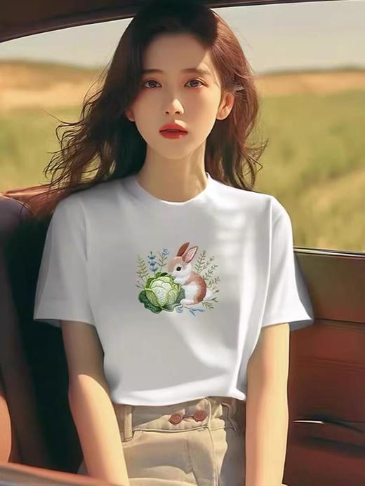 工厂直促价【100%棉】情侣（兔兔立体印-大图）柯式印花短袖T恤-喜出 商品图4