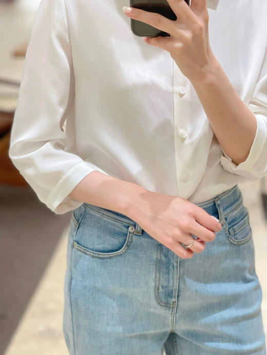 418-1 小禾七分袖翻领衬衫 商品图4