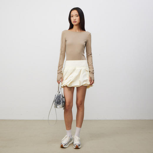 lost in echo2025春夏新款时尚后露背长袖紧身针织连体衣内搭上衣 商品图2