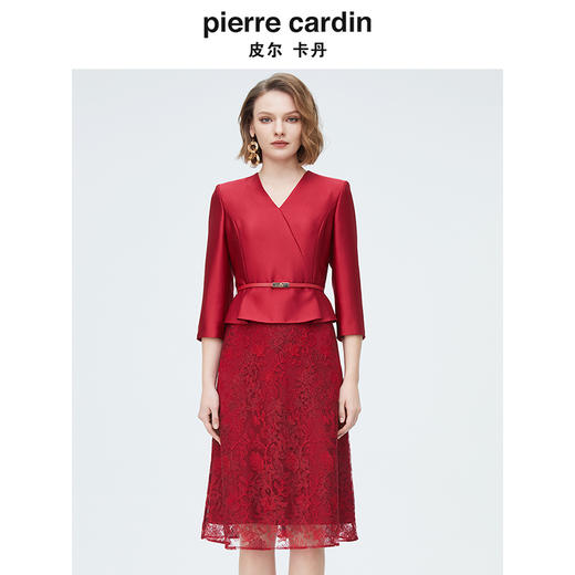 皮尔卡丹女装时尚轻仪式假两件拼接连衣裙P4108E4010R2 商品图0