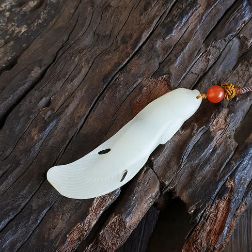 【天然正品】天然籽料细腻无纹裂鱼型（年年有余）和田玉吊坠项链女性现售价：2480！220325AH16 商品图6