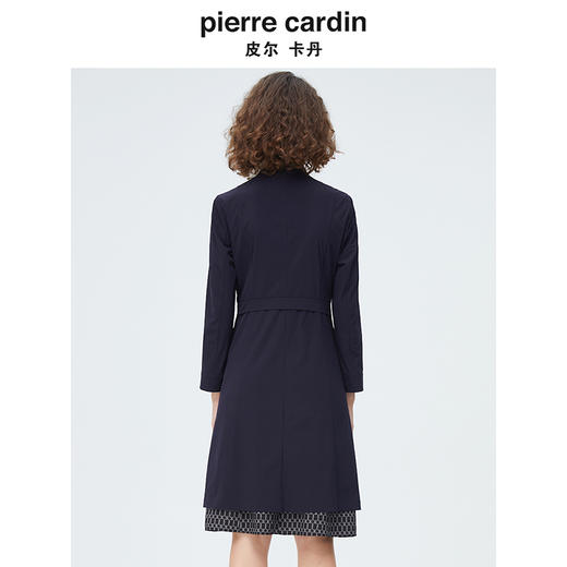 皮尔卡丹女装时尚藏蓝色干练修身风衣P4132G4004N0 商品图2