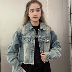 ZS下摆毛须边个性牛仔外套41228春季335071142485