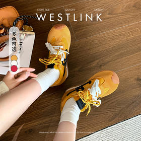 西遇内增高德训鞋女新款春夏爆款复古黄色运动鞋厚底休闲鞋V0056630