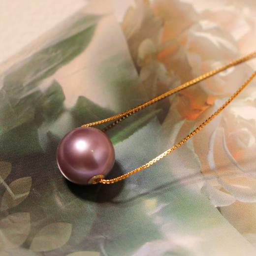 【甄珠贝】转运珠吊坠一粒 爱迪生珍珠11-12mm 正圆ji微微暇 强光 18k金配件（赠45cm银镀金链） 商品图5