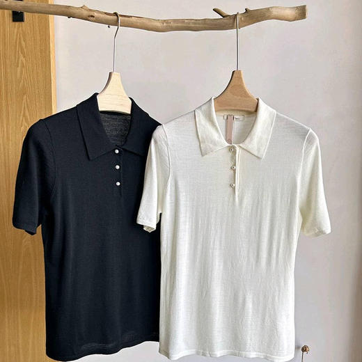 洛诗琳41807羊毛衬衫领针织衫2025春夏简约高级感针织上衣0081 商品图4