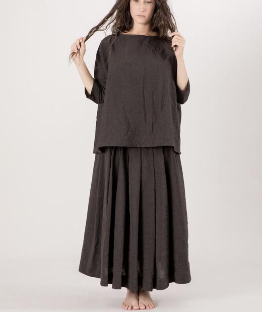 ALBUM DI FAMIGLIA 炭黑色褶皱半身长裙 商品图6