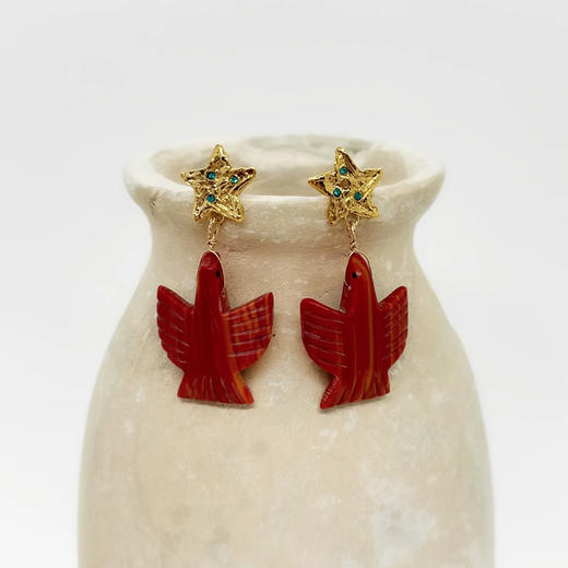 订购8周到｜Elise Tsikis-Dryden-星星 多色 雄鹰 吊坠 耳环［法国设计师］ 商品图1