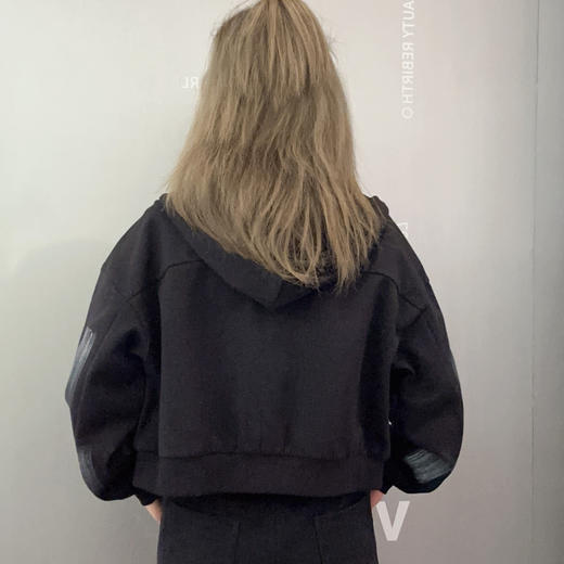 Z 连帽刷漆短卫衣外套（黑）春季251060230321 商品图1
