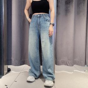 NC一粒扣双侧贴钻牛仔阔腿裤50306夏季012012033053