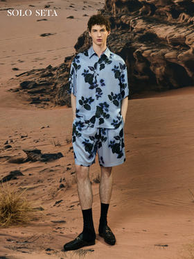 Solo seta22姆米男士印花短袖短裤真丝睡衣套装桑蚕丝2025纯新款