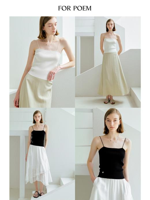 ForPoem 现货 25/SS原创设计桑蚕丝花朵纽扣百搭吊带背心 商品图0