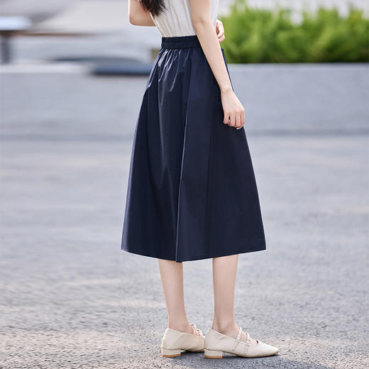 熙世界a字半身裙女夏季薄款2025新款高腰宽松遮跨显瘦垂感中长裙 商品图3