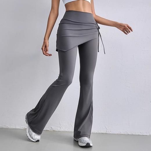 跃牌【瑜堂系列】新款抽皱喇叭裙裤假两件微喇普拉提高腰提臀瑜伽裤JYMK139 商品图1