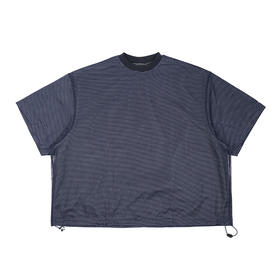 is-ness BALLOON BORDER LAYERED MESH天竺棉网眼拼接透气廓形T恤