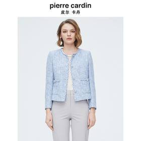 皮尔卡丹女装天蓝色淑女小香风短款外套P4112U4007L3
