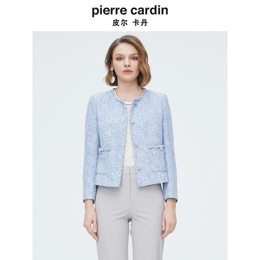 皮尔卡丹女装天蓝色淑女小香风短款外套P4112U4007L3 商品图0