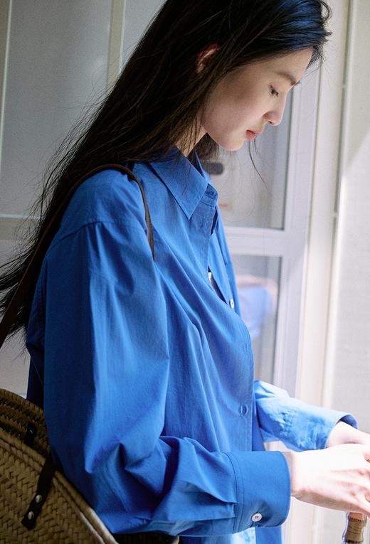 克莱因蓝精梳棉衬衫春夏季百搭通勤简约衬衫 商品图10