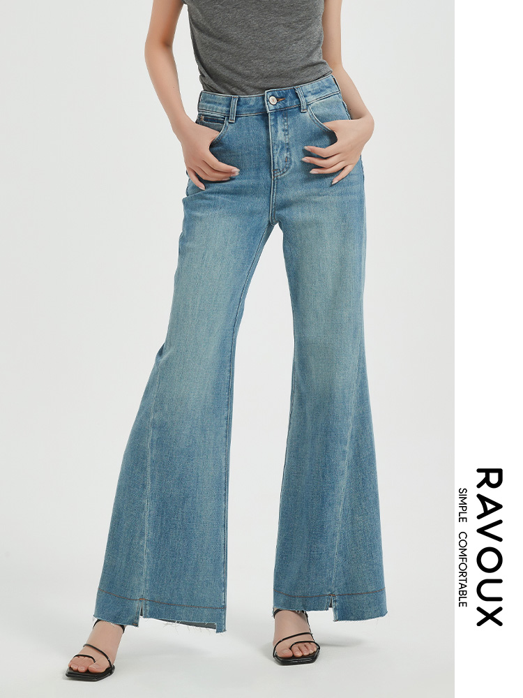 272199901蓝调微喇牛仔长裤