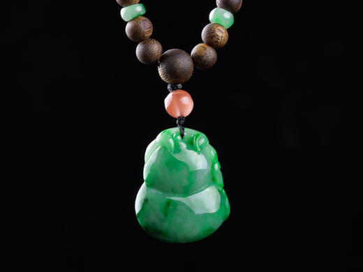 XY0259沉香+飘绿翡翠立体葫芦挂件 商品图9