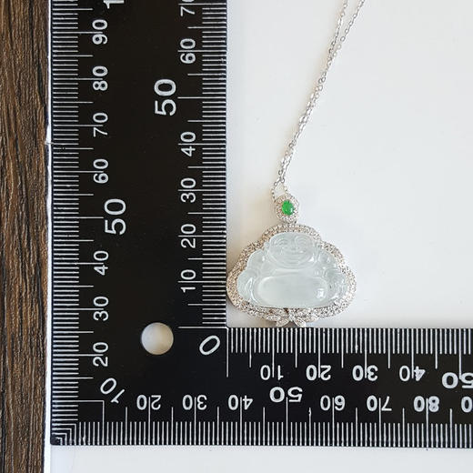 【天然正品】AU750收藏级白金豪镶钻镶天然细腻冰种佛公翡翠吊坠项链女士现售价15800！220325AH31 商品图10