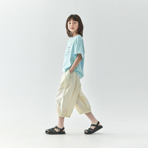 棵初2025夏季新款亲子女童棉混纺灯笼裤宽松米黄色休闲裤 商品图4