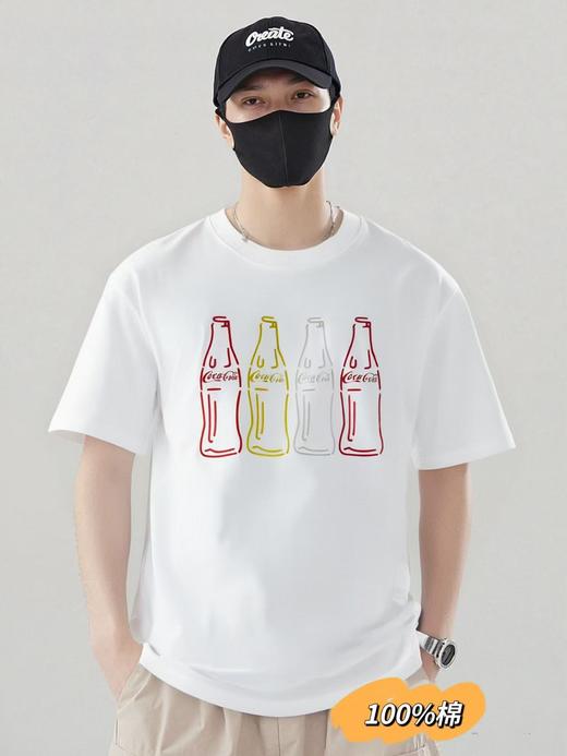 工厂直促价【100%棉】情侣（可乐瓶-大图）柯式印花短袖T恤-喜出 商品图0